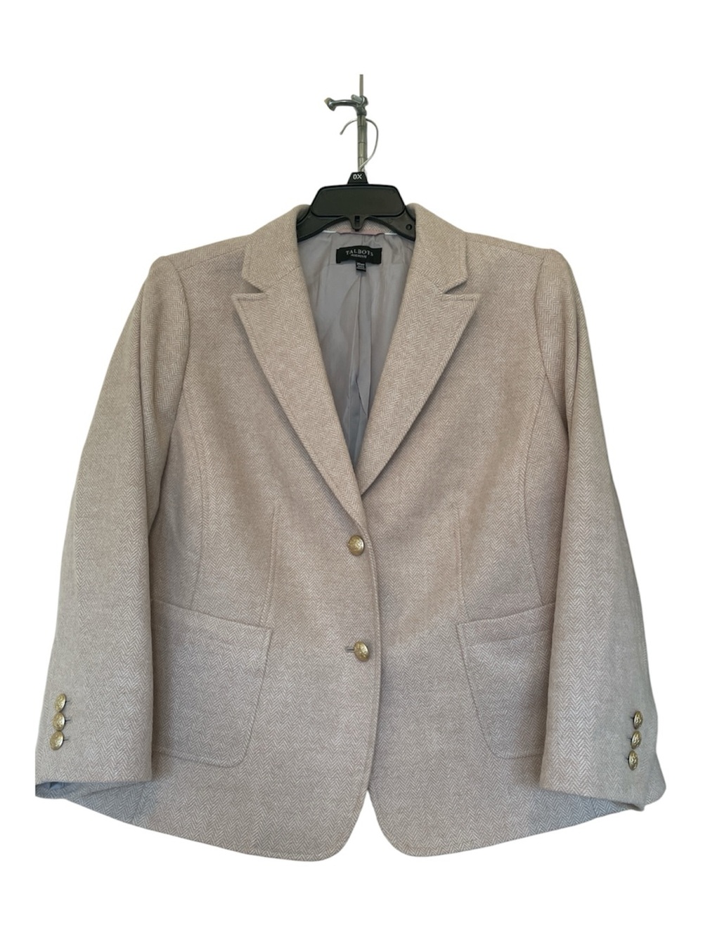 Talbots Light Beige Herringbone Blazer Jacket
